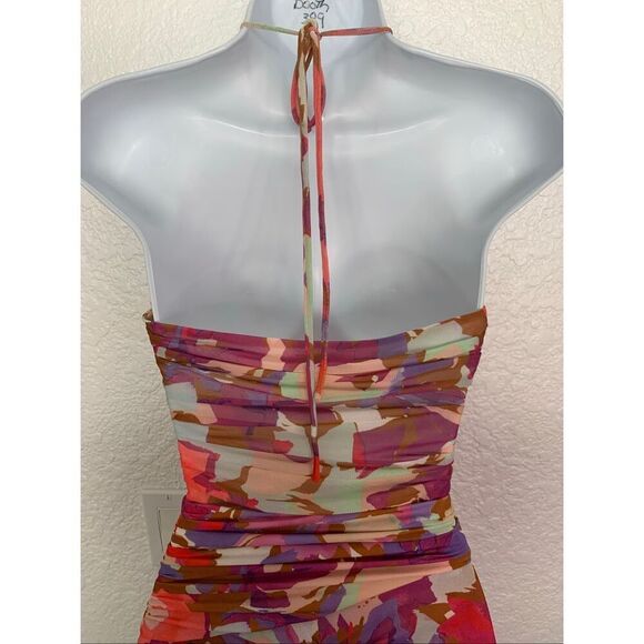 Nicholas Maeve Floral Ruched Dress Pink Abstract Floral Size XS - Picture 9 of 12